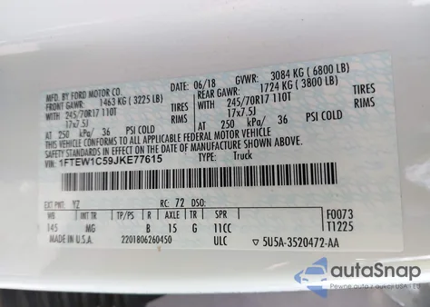 2018 Ford F-150 Xlt from USA, damaged, VIN 1FTEW1C59JKE77615